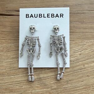 BaubleBar Glittering Silver Skeleton Earrings